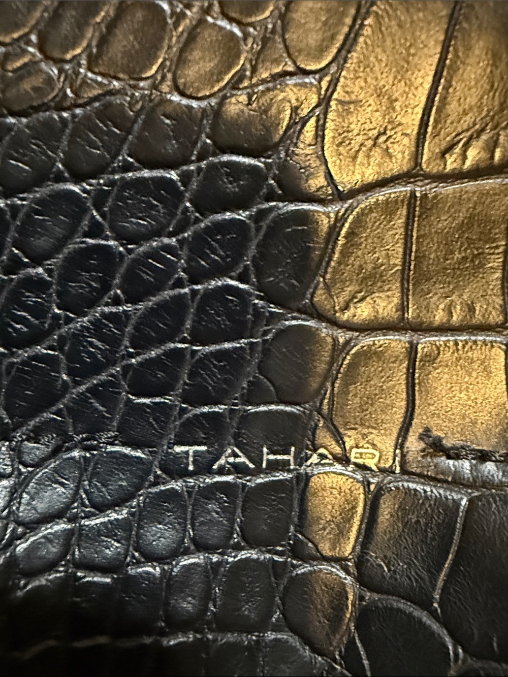 Tahari Black Croc-Embossed Shoulder Bag - Picture 2 of 9